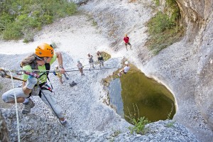 Seilrutschen in Rochecolombe